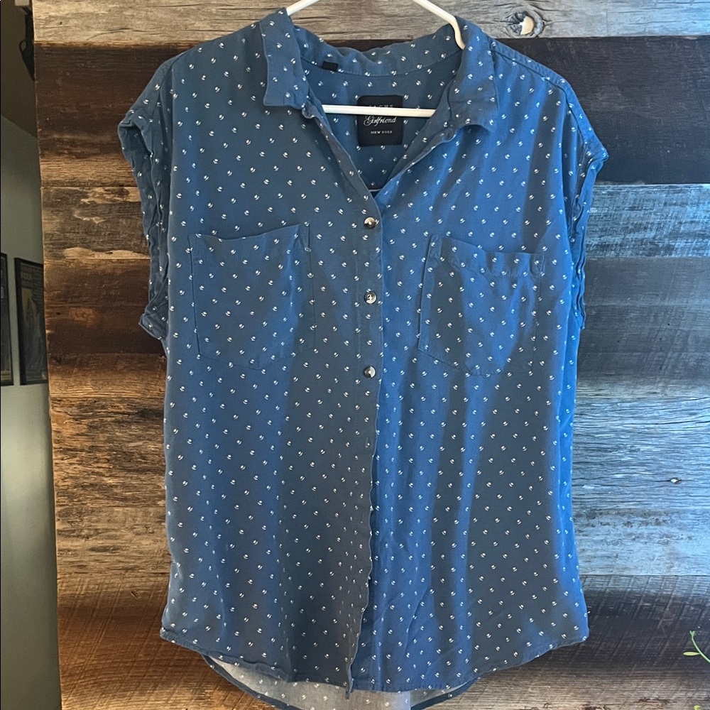 JACHS Girlfriend Floral Denim Button Down Shirt